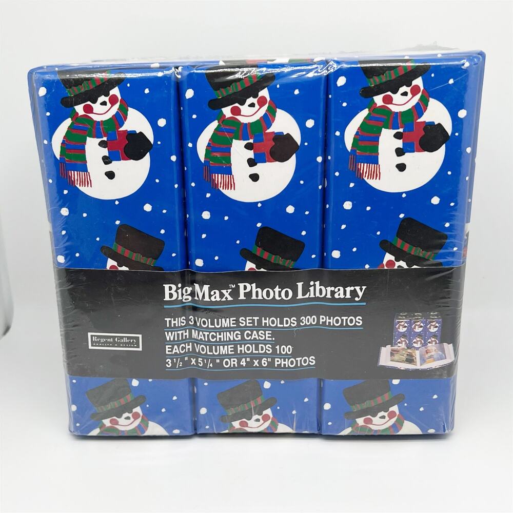 New in Packaging Big Max Photo Library Set of 3 Photo Albums Blue Snowman Prin